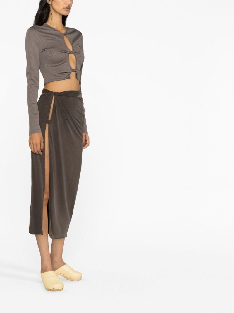 Brown La Jupe Espelho Asymmetric Midi Skirt