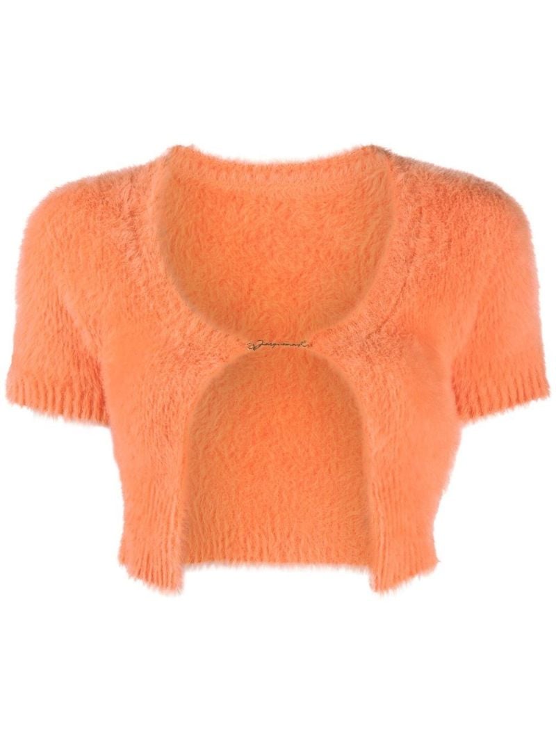 Orange La Maille Cropped Cardigan