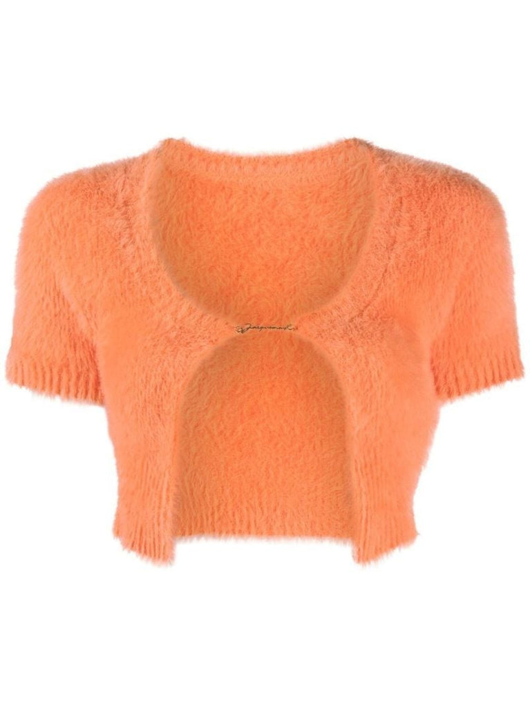 Orange La Maille Cropped Cardigan