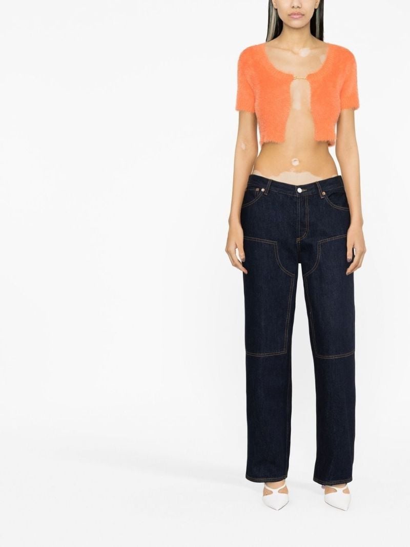 Orange La Maille Cropped Cardigan
