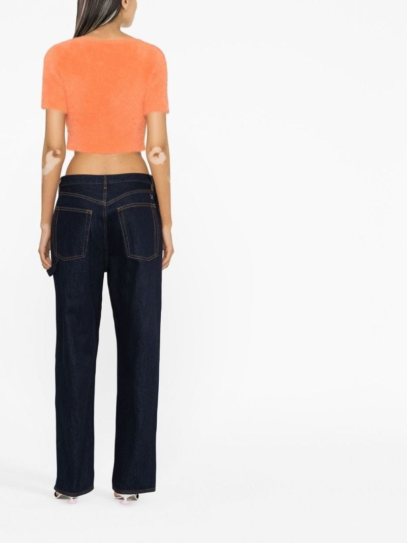 Orange La Maille Cropped Cardigan
