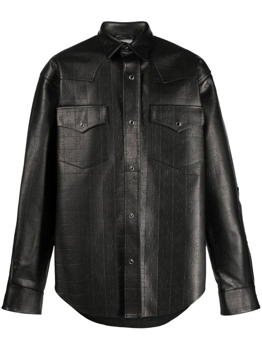 Black Jigsaw Leather Shirt
