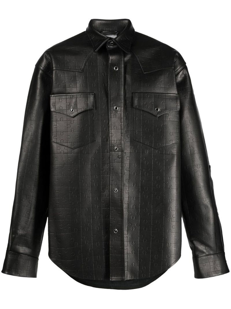Black Jigsaw Leather Shirt