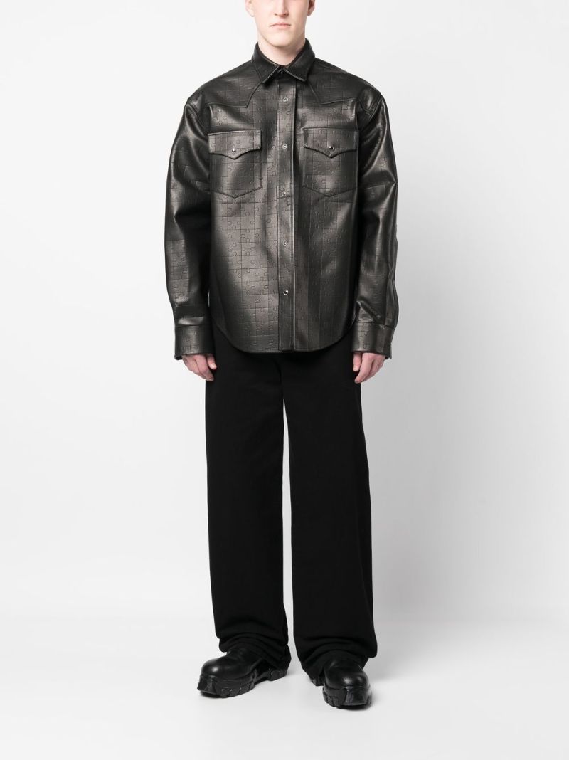 Black Jigsaw Leather Shirt