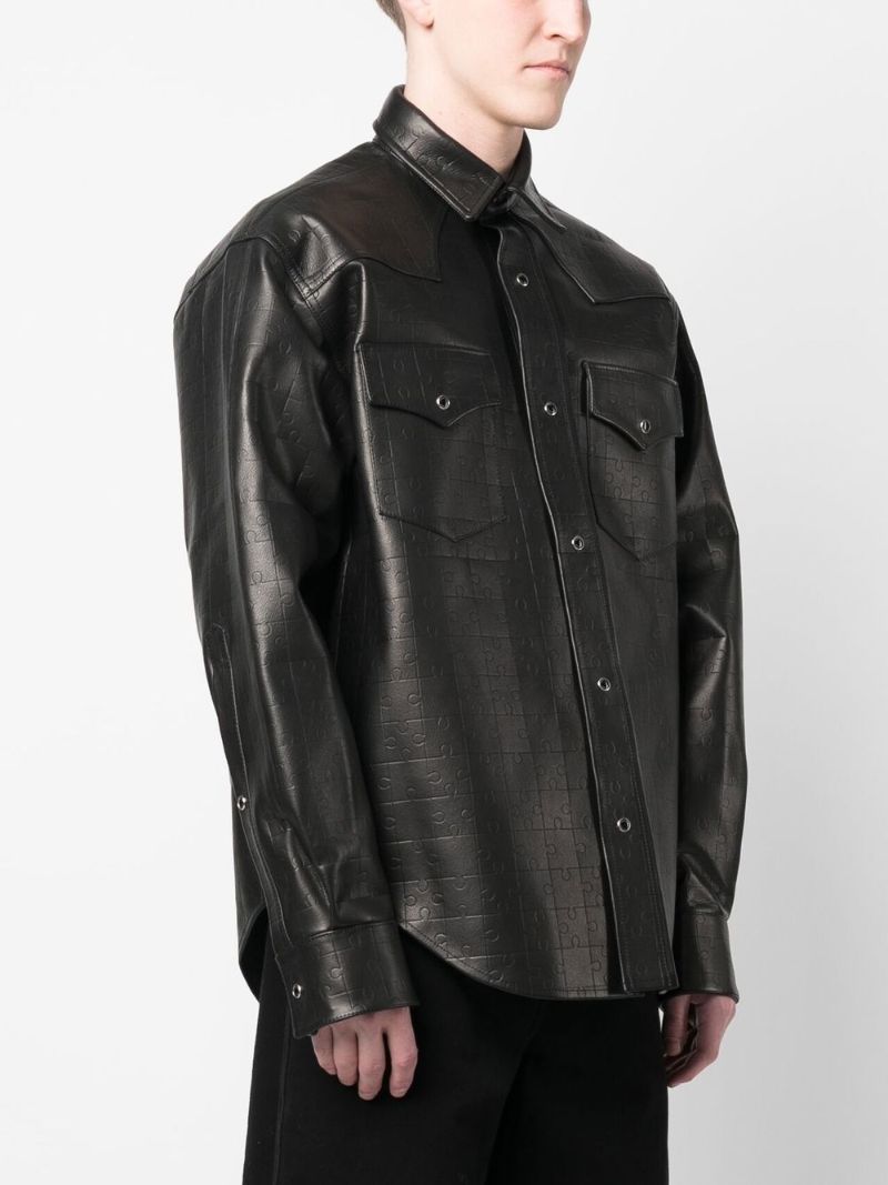 Black Jigsaw Leather Shirt