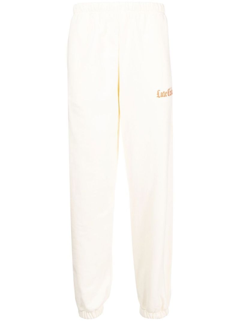 White Embroidered Logo Track Pants