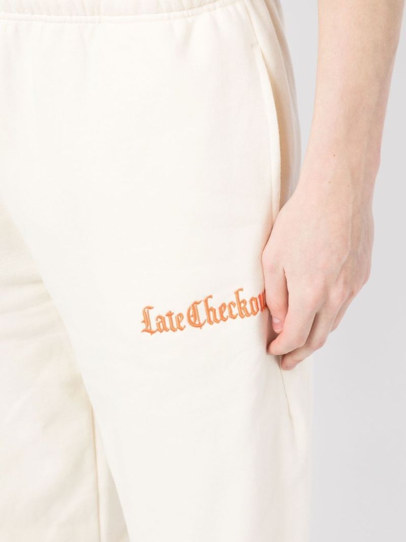 White Embroidered Logo Track Pants