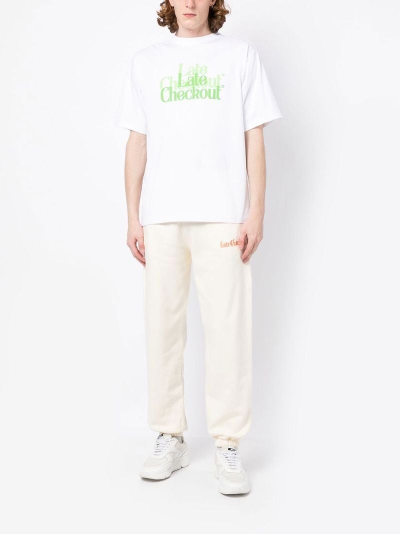 White Embroidered Logo Track Pants
