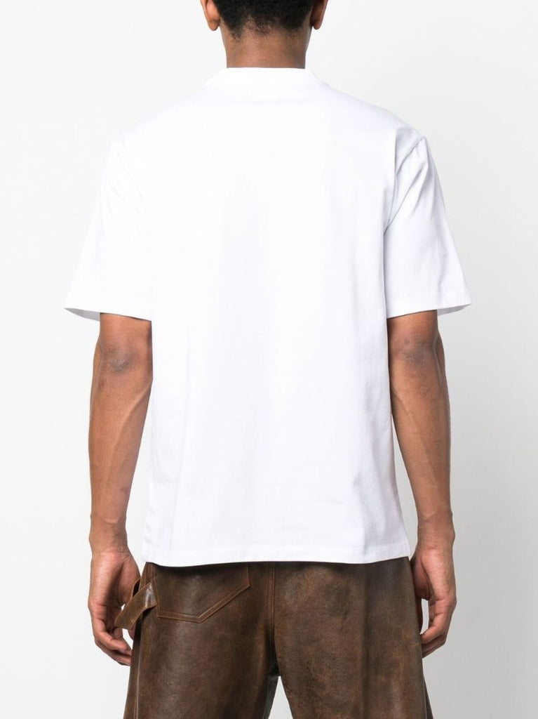 White Double Trouble Logo Print Cotton T-shirt