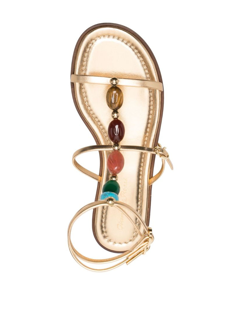 Gold-tone Shanti Flat Leather Sandals