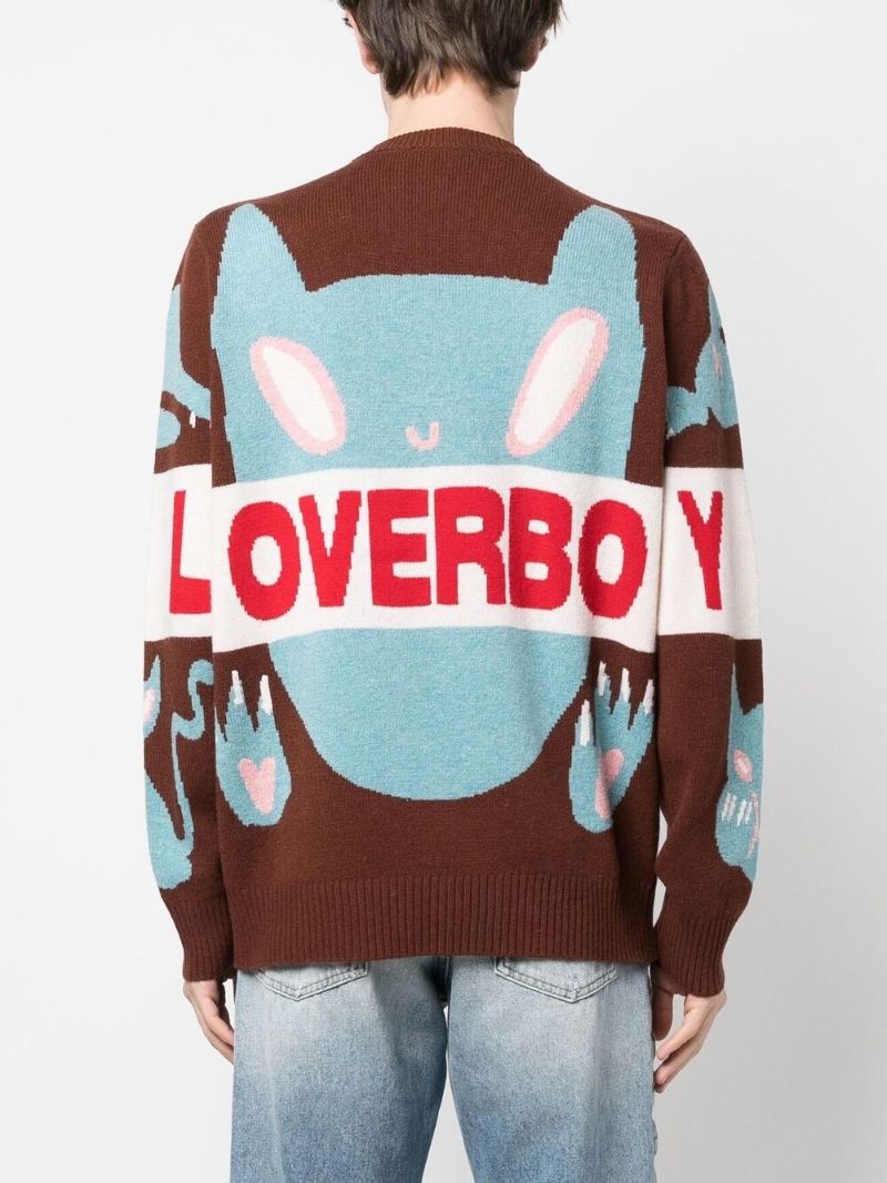Brown Wool Cat Intarsia Jumper