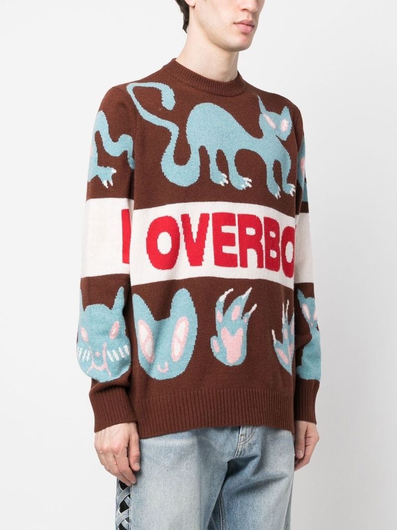 Brown Wool Cat Intarsia Jumper
