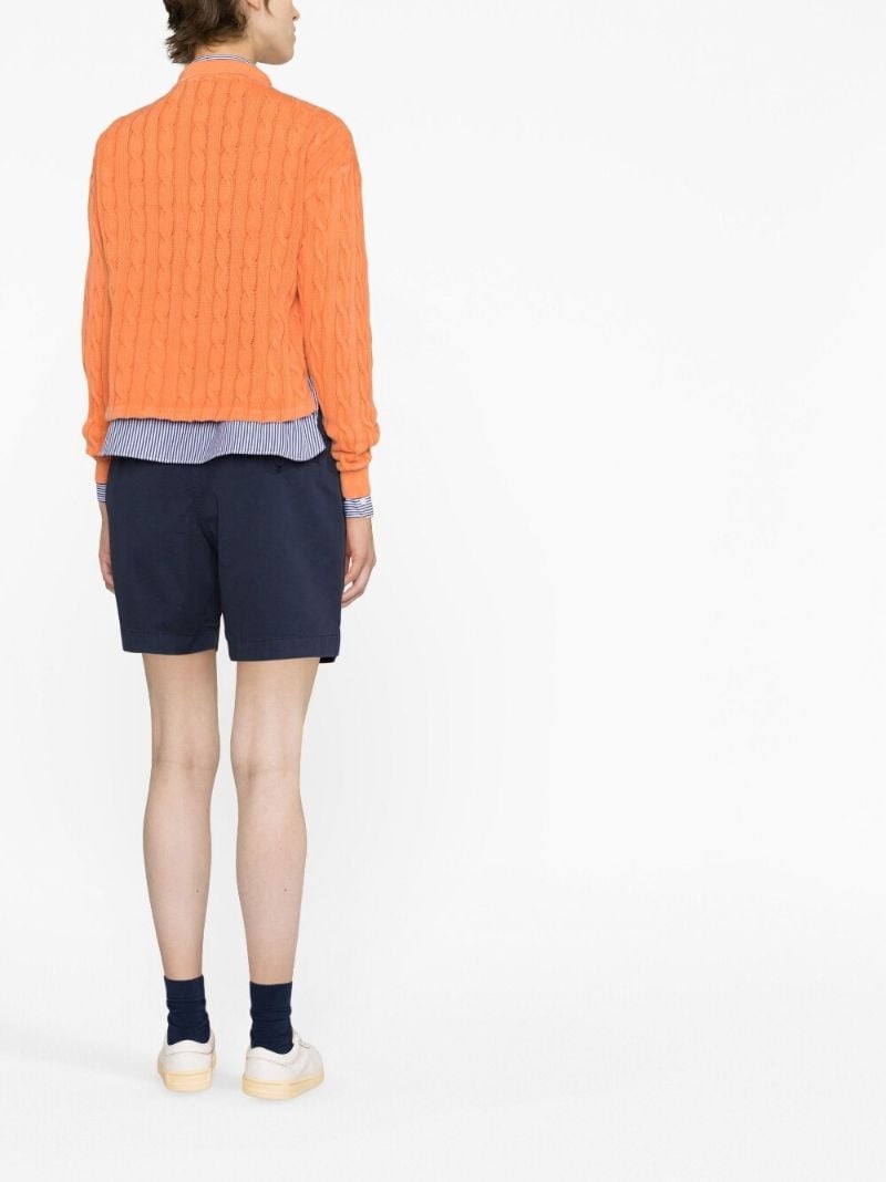 Orange Cable Knit Polo Shirt