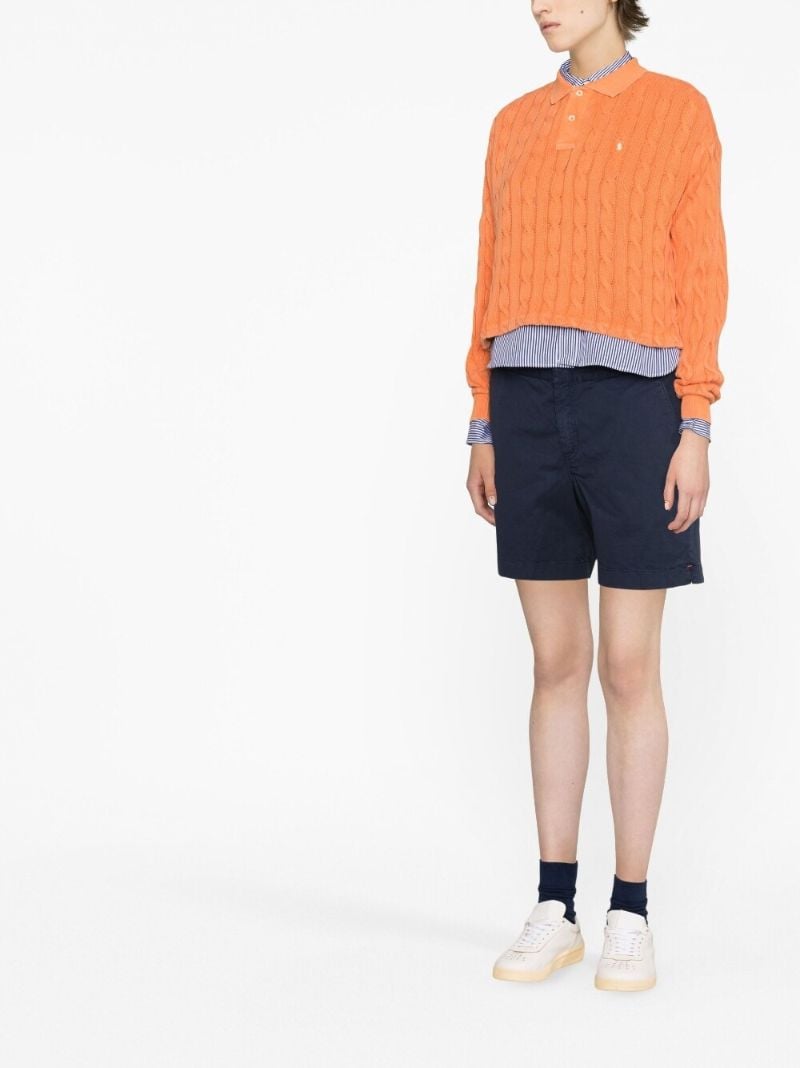 Orange Cable Knit Polo Shirt