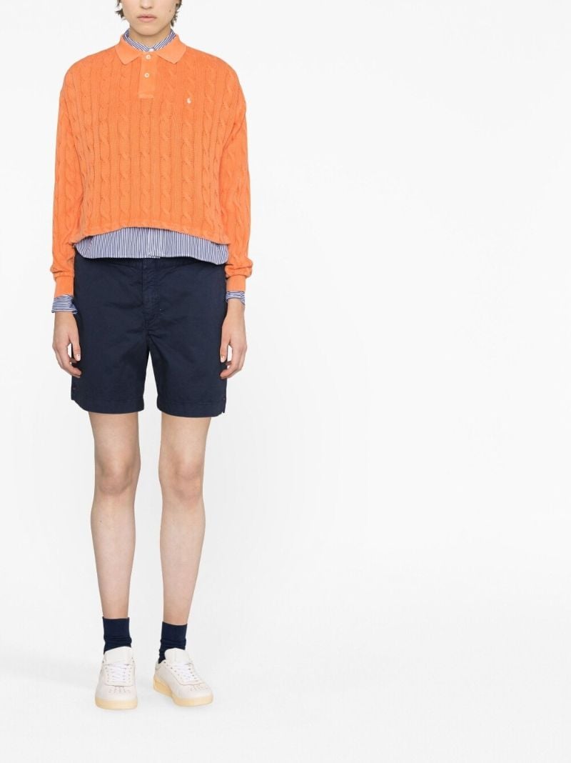 Orange Cable Knit Polo Shirt