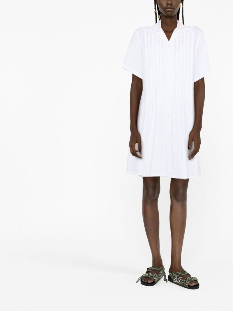 White Pintuck Short Sleeve Shirt Dress