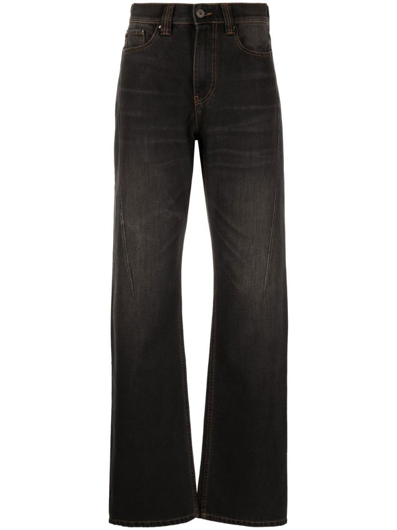 Grey Faded Straight-leg Jeans