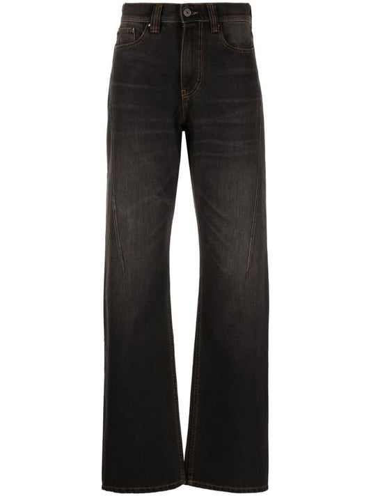 Grey Faded Straight-leg Jeans