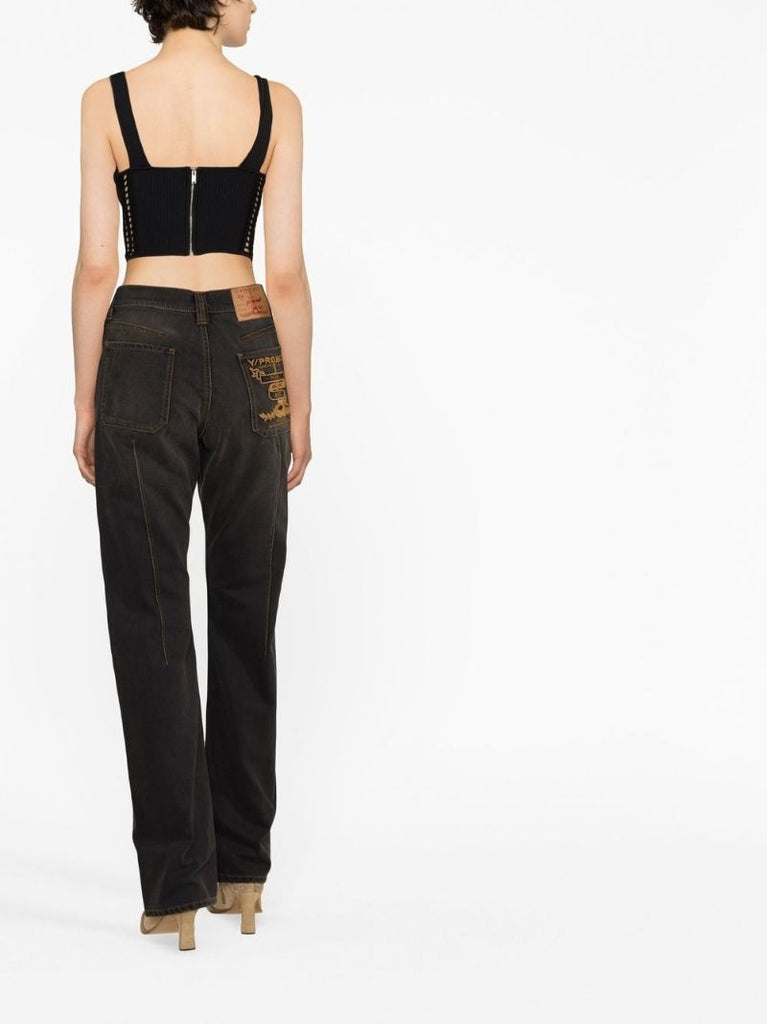 Grey Faded Straight-leg Jeans
