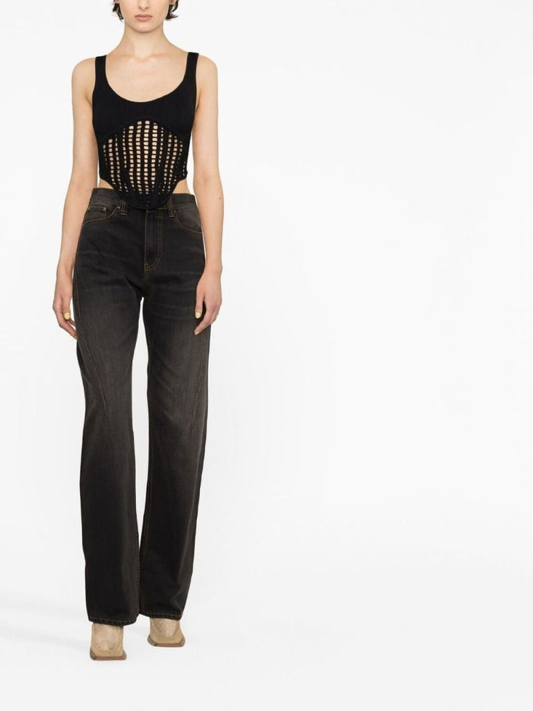 Grey Faded Straight-leg Jeans