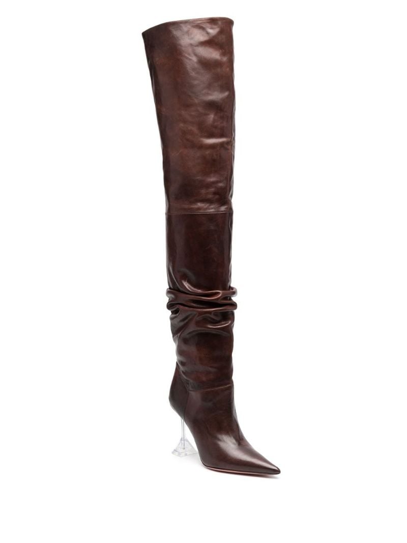 Brown Olivia 95 Leather Thigh-high Boots