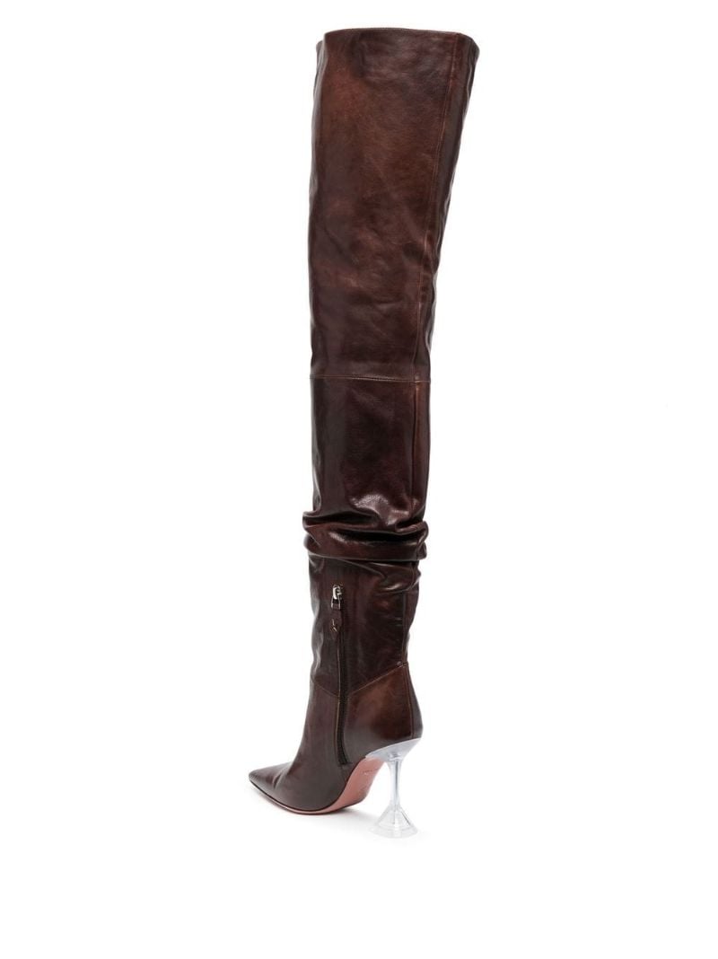Brown Olivia 95 Leather Thigh-high Boots