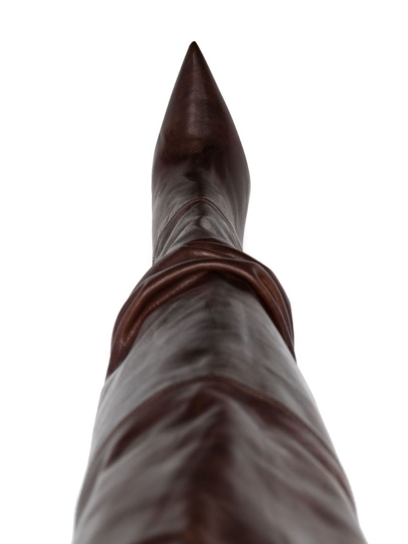 Brown Olivia 95 Leather Thigh-high Boots