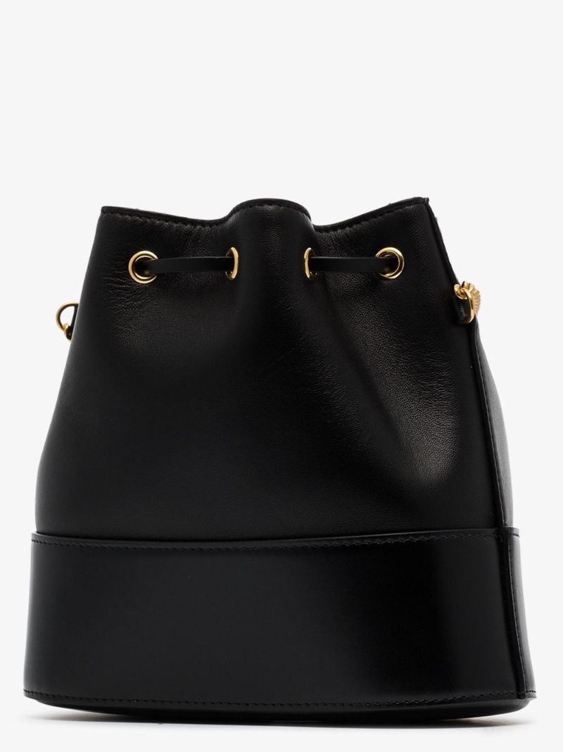 Black Vlogo Mini Leather Bucket Bag