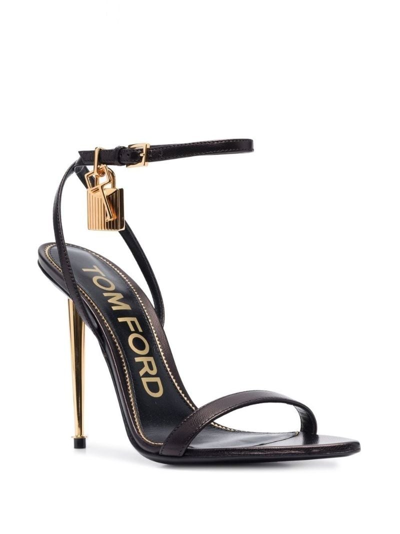 Black Padlock Pointy Naked 105 Leather Sandals