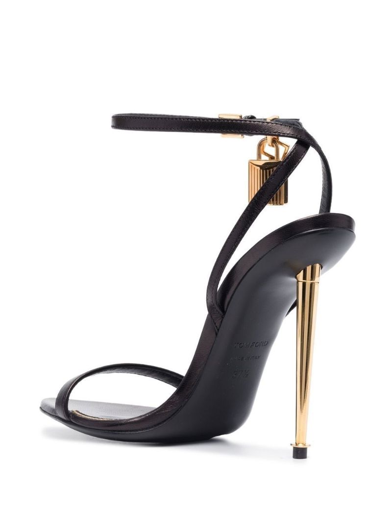 Black Padlock Pointy Naked 105 Leather Sandals