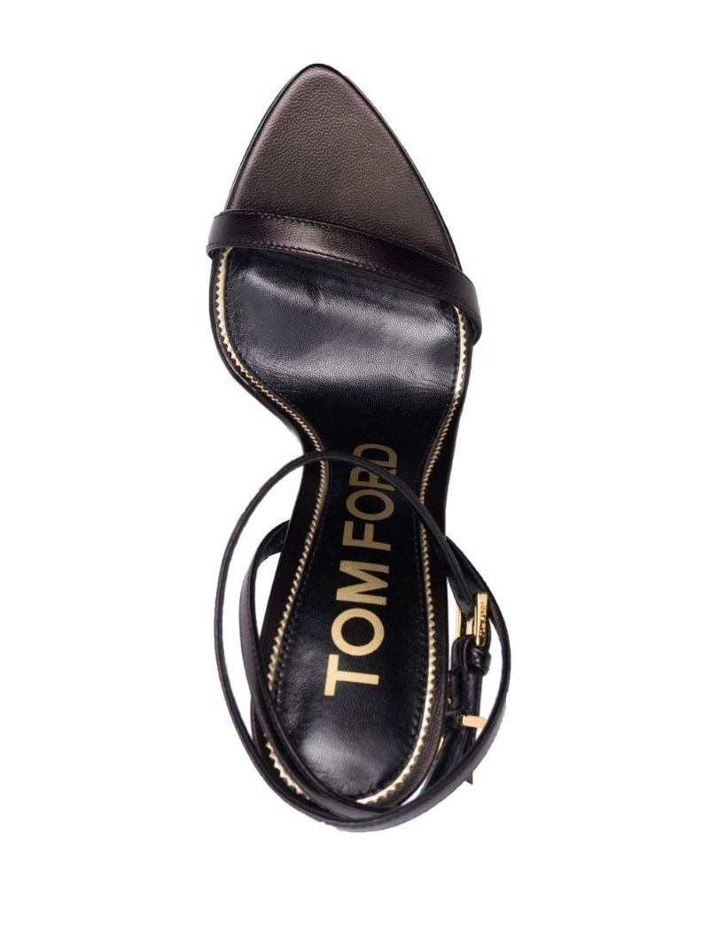 Black Padlock Pointy Naked 105 Leather Sandals