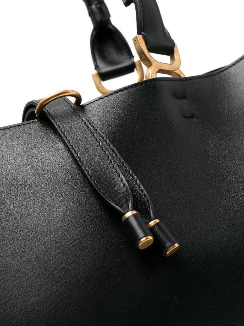 Black Marcie Small Leather Tote Bag