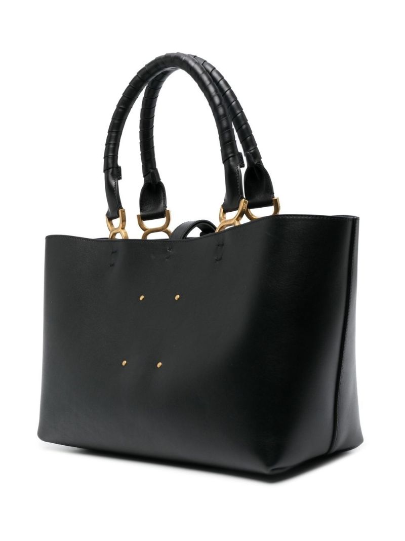 Black Marcie Small Leather Tote Bag