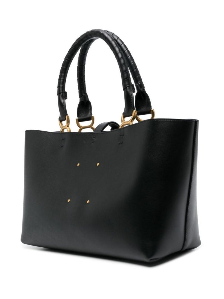 Black Marcie Small Leather Tote Bag