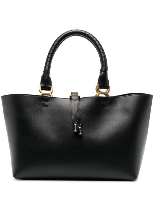 Black Marcie Small Leather Tote Bag