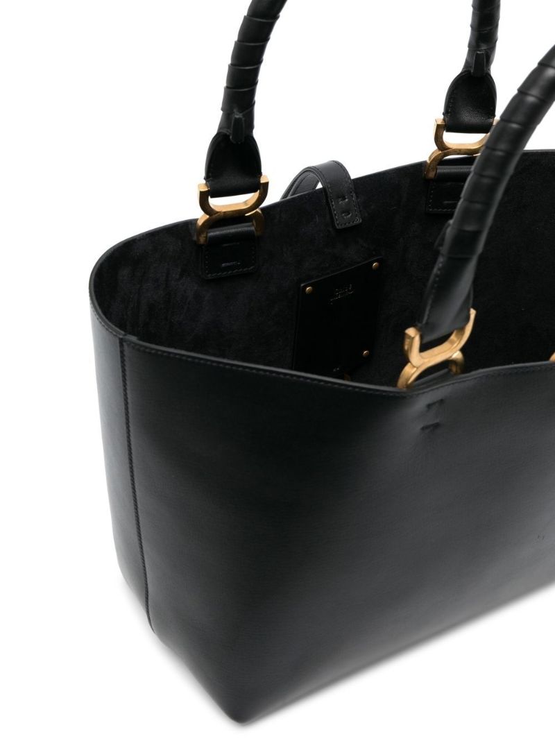 Black Marcie Small Leather Tote Bag