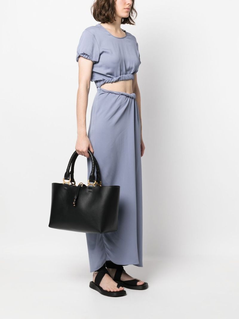 Black Marcie Small Leather Tote Bag
