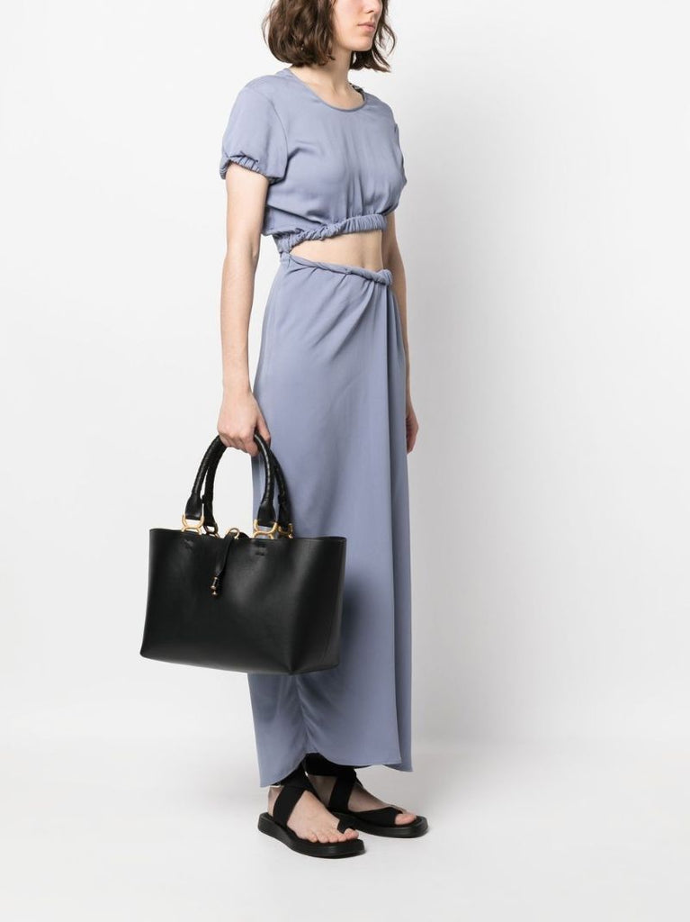 Black Marcie Small Leather Tote Bag