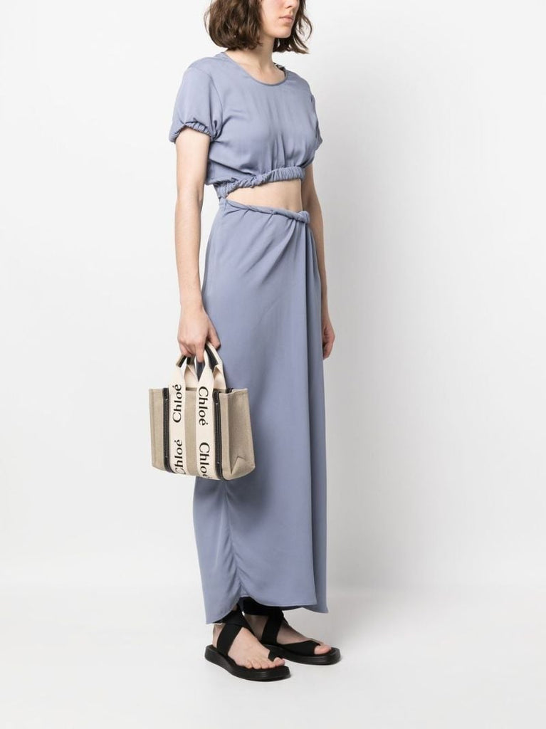 Neutral Woody Small Linen Tote Bag