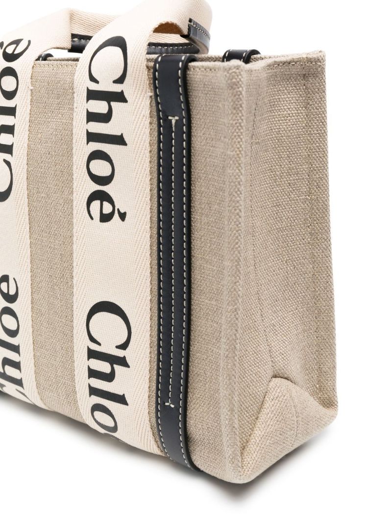 Neutral Woody Small Linen Tote Bag