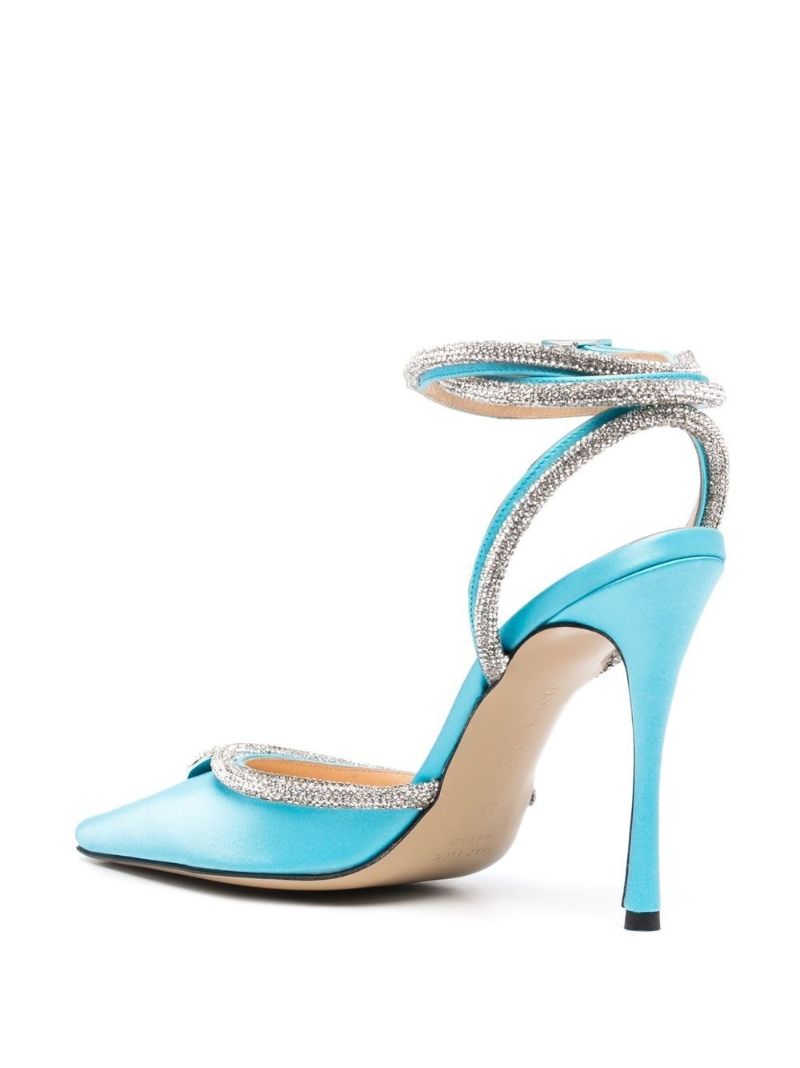 Blue Crystal Heart 110 Satin Pumps