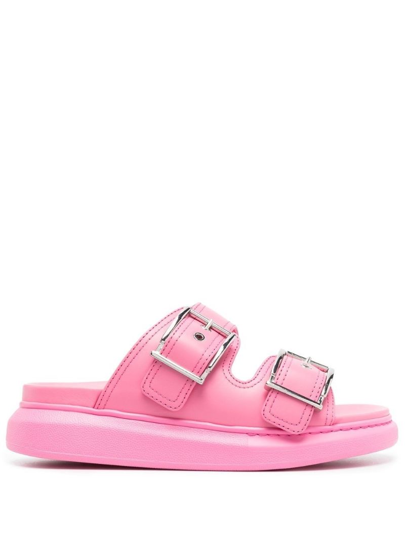 Pink Oversized Buckled Sandals