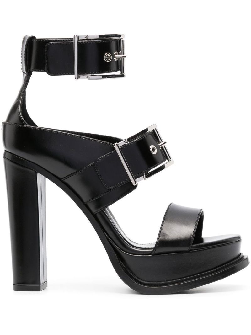 Black 120 Platform Buckled Sandals