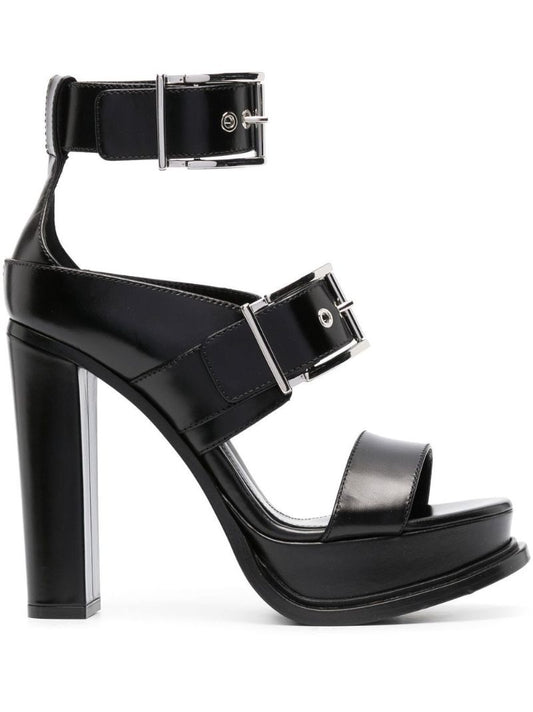 Black 120 Platform Buckled Sandals