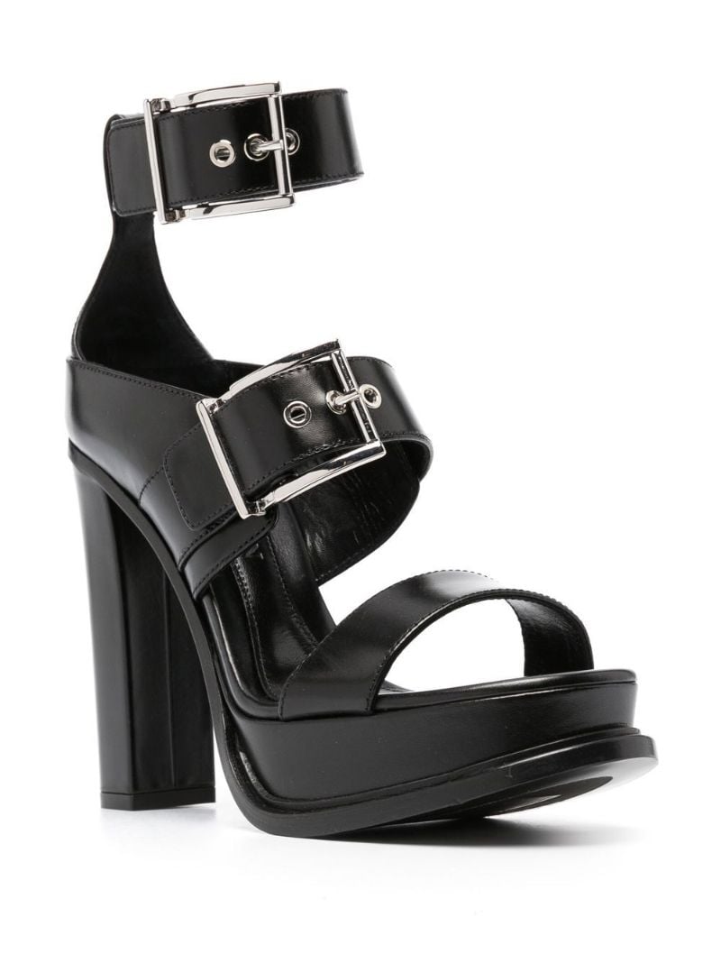 Black 120 Platform Buckled Sandals