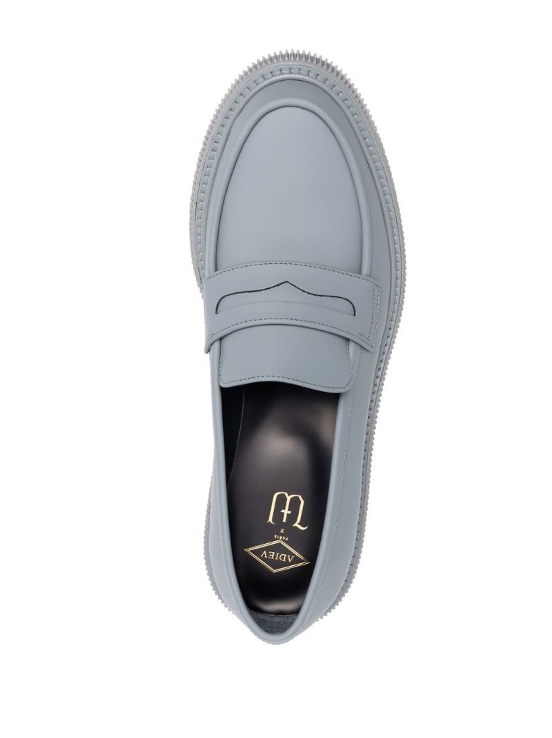 Grey Leather Penny Loafers