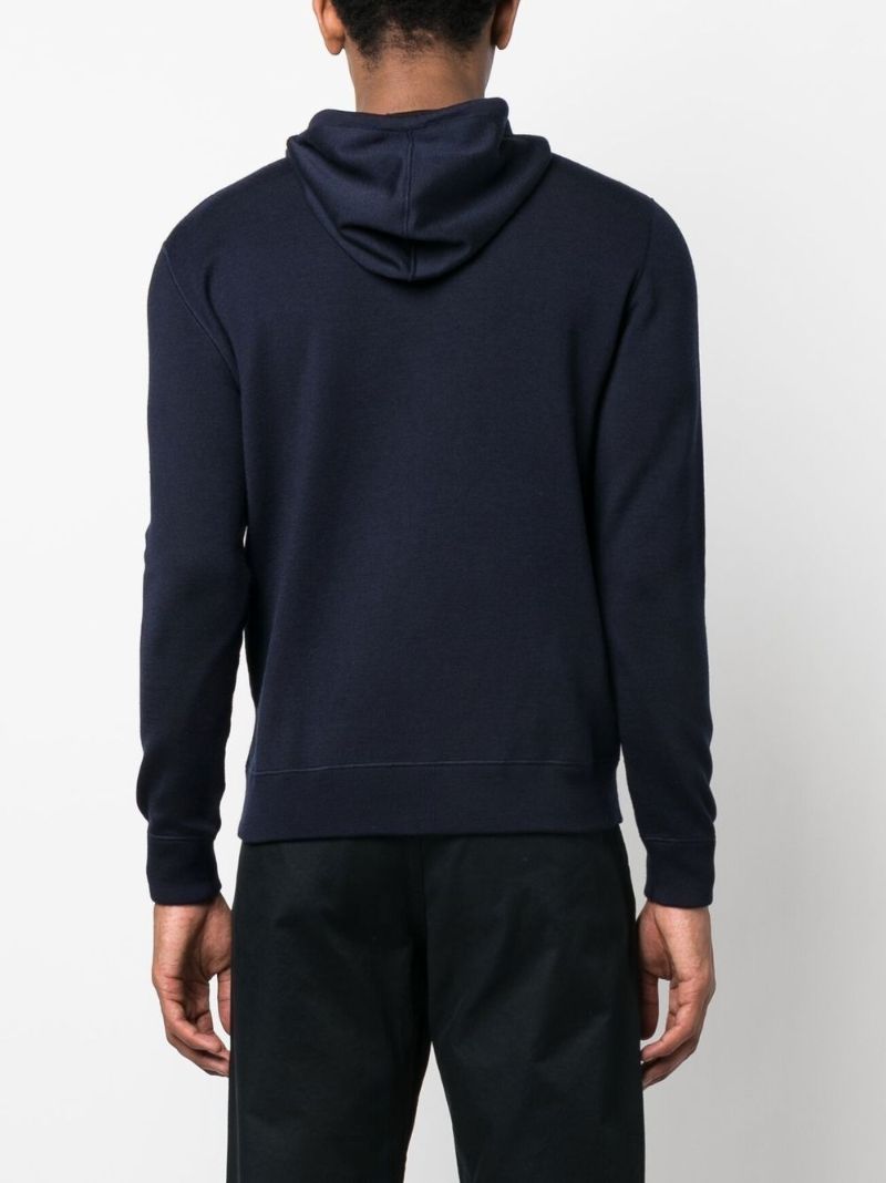 Blue Drawstring Zipped Hoodie
