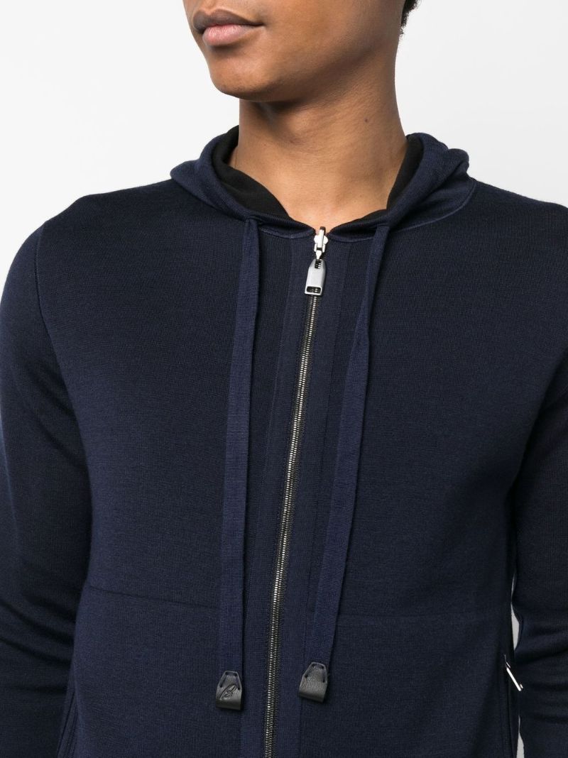 Blue Drawstring Zipped Hoodie