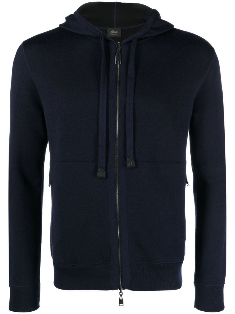 Blue Drawstring Zipped Hoodie