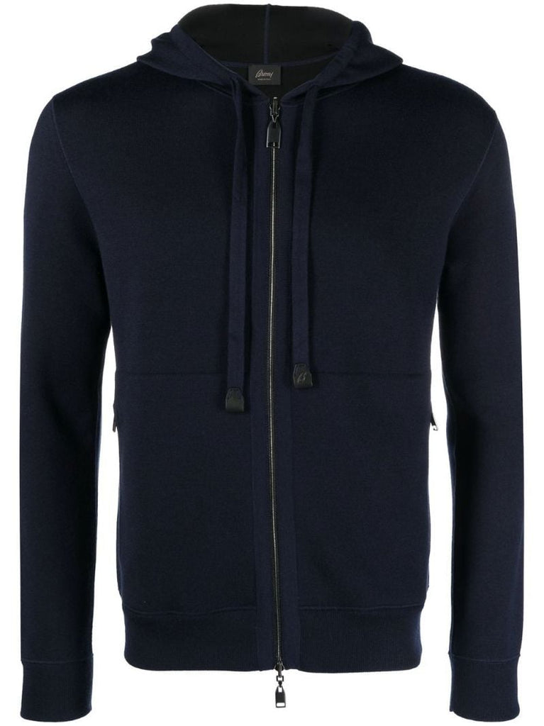 Blue Drawstring Zipped Hoodie